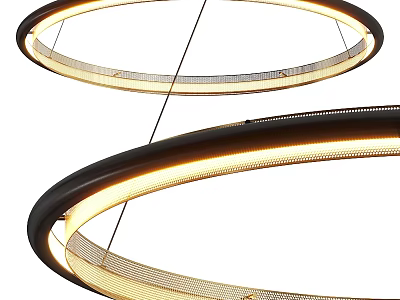 Modern Circular Chandelier With Double Rings LED Light Strip And Black Metal Frame 3d model