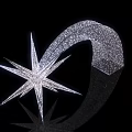 Sparkling Silver Art Installation Featuring Star Shape And Curved Arch With Reflection