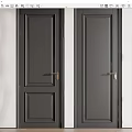 Two Black Hinged Doors with Metal Handles and Simple Design for Interior Spaces