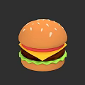 Delicious Hamburger With Sesame Seed Bun Cheese Patty And Fresh Lettuce