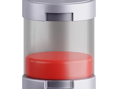 Smart Home Machine Featuring Transparent Design Red Base And Silver Frame 3d model