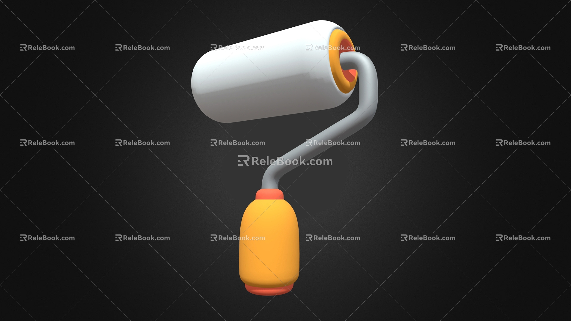 Paint roller roller cartoon roller brush paint industrial equipment 3d model