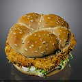 Delicious Chicken Burger with Sesame Bun Fried Chicken Patty Lettuce and Creamy Sauce