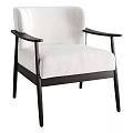 Modern Single Sofa With White Upholstered Cushion And Black Wooden Arms