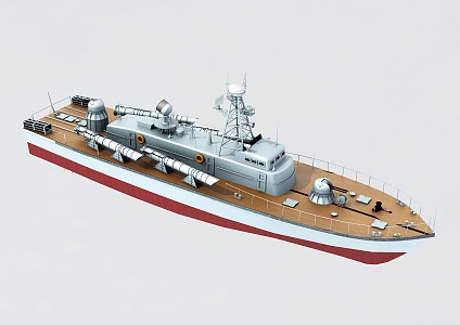 Modern warship torpedo boat 3d model