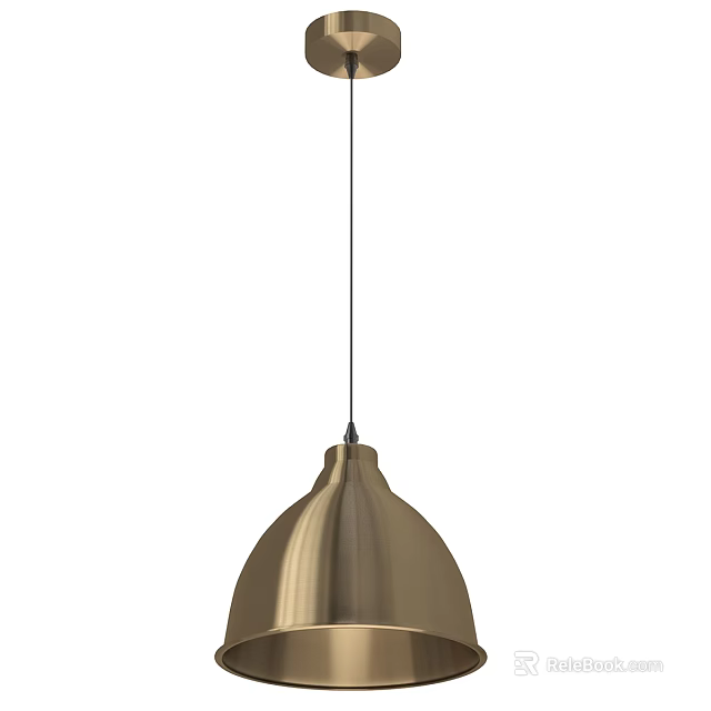 Modern Gold Metallic Textured Bell Shaped Pendant Light For Interior Spaces 3d model 