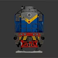 Blue and Yellow Train Model Featuring Detailed Wheels and Railings Design