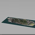 Modern City Model Display With Castle Structure Green Vegetation And Buildings