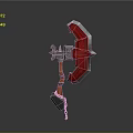 Red Orange Battle Axe Weapon With Metal Head And Chain Handle