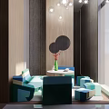 Abstract Sofa Collection With Geometric Shapes And Blue Green Tones In Modern Design