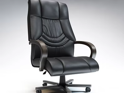 Comfortable Black Leather Office Chair With Modern Ergonomic Design And Swivel Wheels 3d model