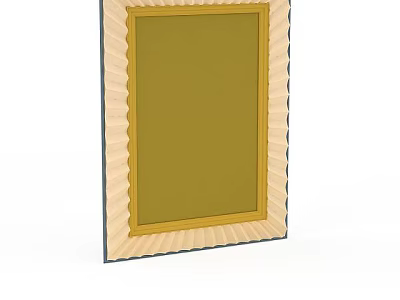 Elegant Decorative Mirror With Yellow Surface And Scalloped Frame For Home Decor 3d model