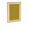 Elegant Decorative Mirror With Yellow Surface And Scalloped Frame For Home Decor