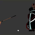 Modern Golf Gear Display With Orange Driver Club White Ball And Black Bag