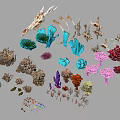 Colorful Coral And Marine Life Models With Various Shapes And Colors