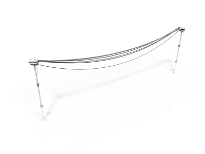 Modern Outdoor Railing Structure With Stainless Steel Posts And Black Cables 3d model