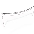 Modern Outdoor Railing Structure With Stainless Steel Posts And Black Cables
