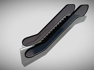 Sleek Modern Escalator Design With Black Steps Transparent Handrails And Reflective Surface 3d model