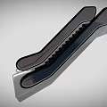 Sleek Modern Escalator Design With Black Steps Transparent Handrails And Reflective Surface