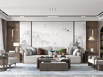 New Chinese Living Room 3d model