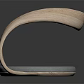 Modern Leisure Chair with Wooden Curved Armrests and Gray Round Cushion