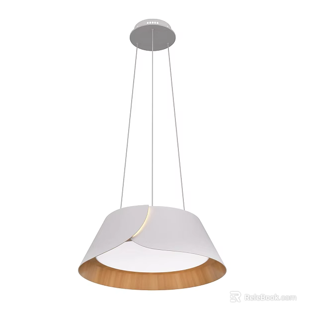 Modern Minimalist Pendant Light With White Shade And Wooden Accent For Home Decor 3d model 