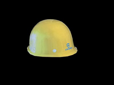 Yellow Safety Helmet With Blue Logo And Shandong Text On Black Background 3d model