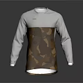 White And Brown Camouflage Pattern Long Sleeve Shirt With Front Logo Design
