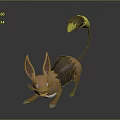 Game Movie Character With Large Ears Brown Body And Yellow Tipped Tail In Action Pose