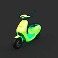 Vibrant Neon Green Electric Scooter Featuring Modern Design Against Dark Background