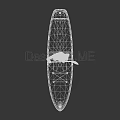 Woman in black wetsuit standing on orange and blue paddleboard holding red and black paddle