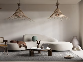 Quiet sofa tea table combination 3d model