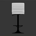Modern White Striped Bar Stool With Backrest And Metal Base Design 3d model
