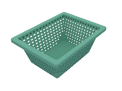Green Perforated Plastic Storage Basket For Household Organization And Daily Use 3d model