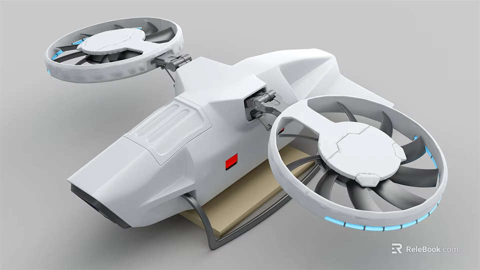 Smart Machine Drone With Dual Propellers And White Intelligent Aerial Design 3d model 