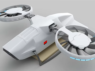 Smart Machine Drone With Dual Propellers And White Intelligent Aerial Design 3d model