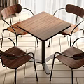 Square Wooden Table with Four Metal Leg Chairs in Modern Dining Interior