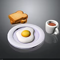 Fresh Morning Breakfast Plate With Fried Egg Toast And Coffee Cup