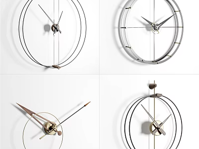 Modern Wall Clocks With Unique Metal Frame Designs And Minimalist Home Decor 3d model