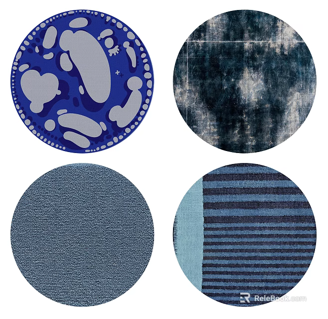Round Rugs Collection Featuring Diverse Patterns Textures and Color Designs 3d model