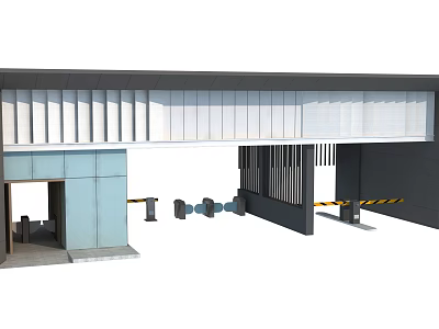 Modern Entrance Gate Design With Metal Structure And Automatic Security Barriers 3d model