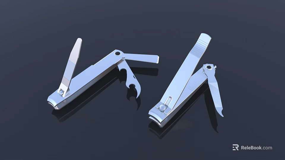 Silver Metal Nail Clippers Multi Functional Design With Bottle Opener Tool Essential Daily Living Supplies 3d model 