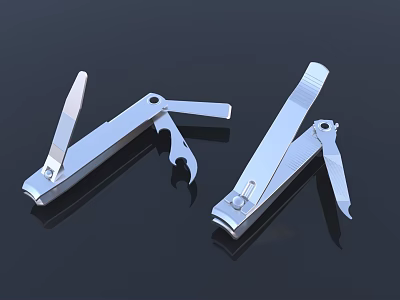 Silver Metal Nail Clippers Multi Functional Design With Bottle Opener Tool Essential Daily Living Supplies 3d model