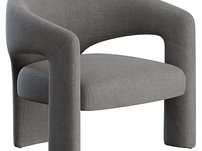 Modern Gray Upholstered Single Sofa With Stylish Armrest And Comfortable Design 3d model
