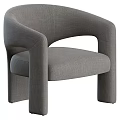 Modern Gray Upholstered Single Sofa With Stylish Armrest And Comfortable Design 3d model