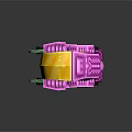 Purple Pixel Art Mechanical Character With Yellow Transparent Dome And Tracks