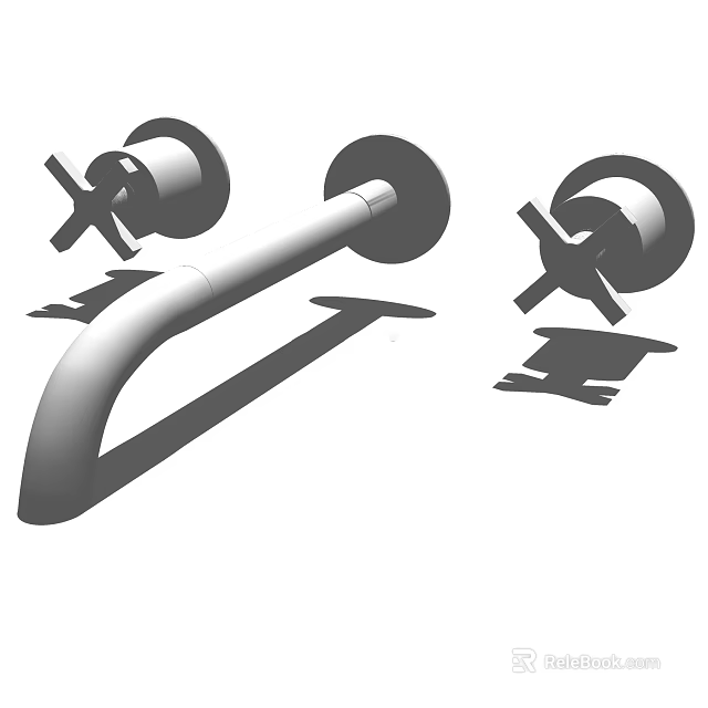 Modern Chrome Faucet With Double Handles And Sleek Design For Home Use 3d model 