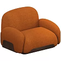Orange Plush Accent Chair with Rounded Backrest Armrests and Sturdy Wooden Base for Living Room