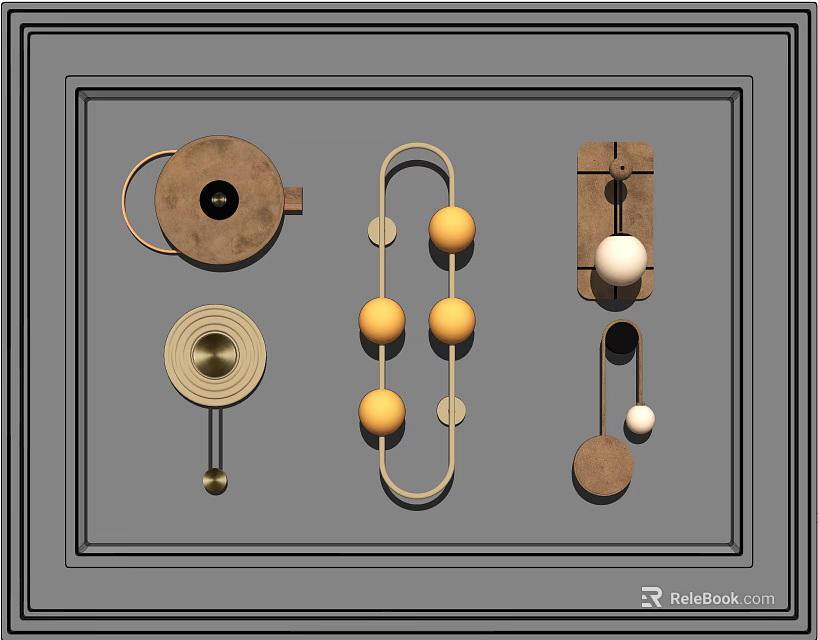 Modern Wall Lamps Featuring Various Designs Metallic Elements And Sphere Decorations 3d model