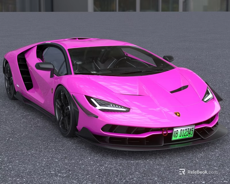 Pink Lamborghini Sports Car With Sleek Modern Body Design And Black Wheels 3d model 